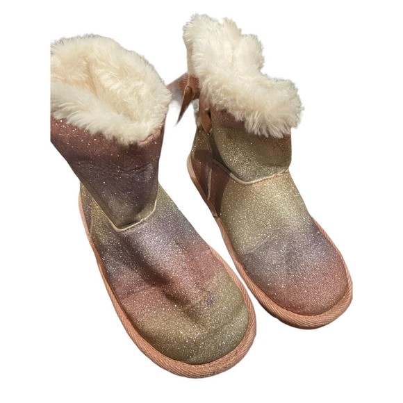 Lily & Dan Girls Faux Fur Rainbow Fur Boots Size 13/1 - Picture 1 of 5
